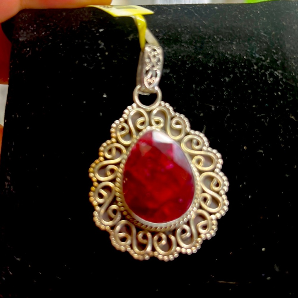 Red teardrop stone pendant